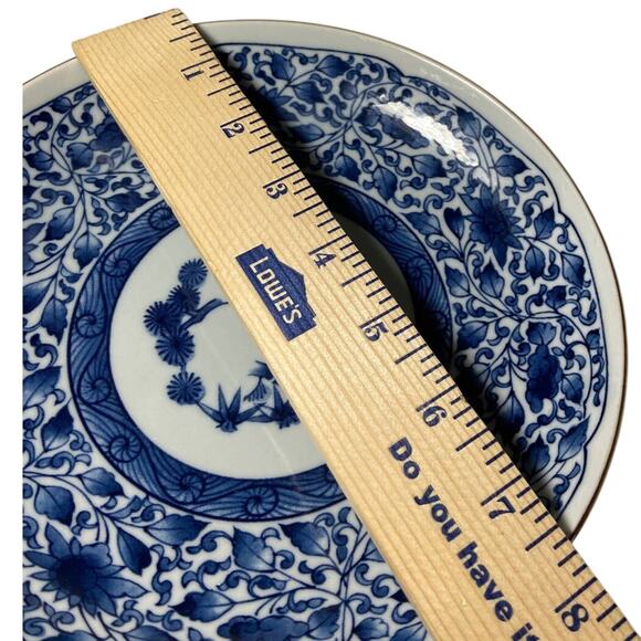 Vintage FLORAL BLUE Japan Made Dessert Plate 7 3/4” With  Brown Gold Color Rim - Picture 3 of 5